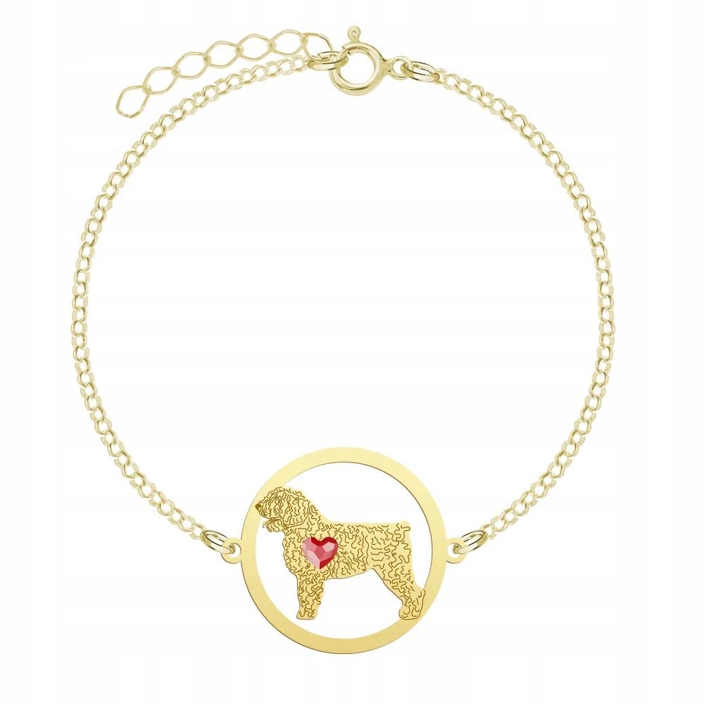 Bransoletka Pozłacana 925 z psem Hiszpański Pies Dowodny Kobieta GRAWER