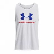 Koszulki sportowe męskie - Męski top z nadrukiem UNDER ARMOUR SPORTSTYLE LOGO TANK - biała - miniaturka - grafika 1