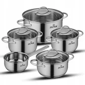 Zestawy garnków i patelni - KOMPLET GARNKÓW STAL NIERDZEWNA INDUKCJA / NA GAZ ZESTAW GARNKI RONDELEK - miniaturka - grafika 1