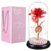 Sztuczne kwiaty - WIECZNA RÓŻA W SZKLE ŚWIECĄCA LED NA PREZENT DZIEŃ BABCI KOBIET WALENTYNKI - miniaturka - grafika 1