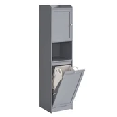 Półki łazienkowe - Wąska szafka z koszem na pranie szara - miniaturka - grafika 1