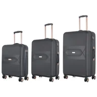 Walizki - Zestaw walizek SEMI LINE T5787-0 Czarny - miniaturka - grafika 1