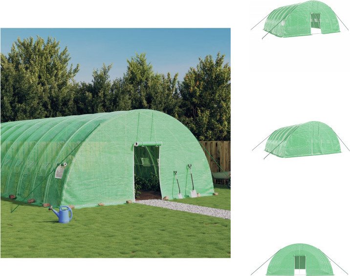 vidaXL Szklarnia z ramą stalową zielona 36 m² 6x6x2,85 m - Szklarnie