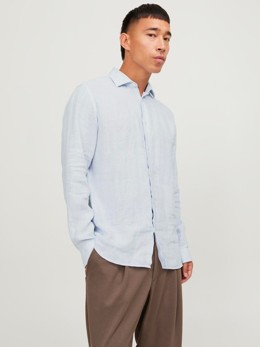 camicie uomo jack and jones premium 12251673 parker linen skyway