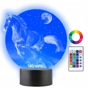 Lampy stojące - Lampka Nocna LED 3D Koń Konik Galop Noc Prezent Twój Napis Imię Grawer - miniaturka - grafika 1
