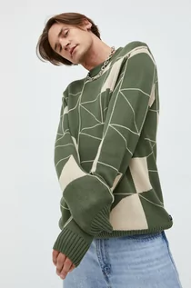Swetry męskie - Solid sweter męski kolor zielony lekki - grafika 1