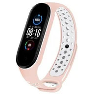 Akcesoria do smartwatchy - Pasek BELINE Design do Xiaomi Mi Band 5/6/7 Różowo-biały - miniaturka - grafika 1
