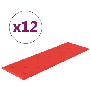 vidaXL Panele ścienne, 12 szt., czerwone, 90x30 cm, sztuczna skóra 344004 - Panele ścienne i boazeria - miniaturka - grafika 3