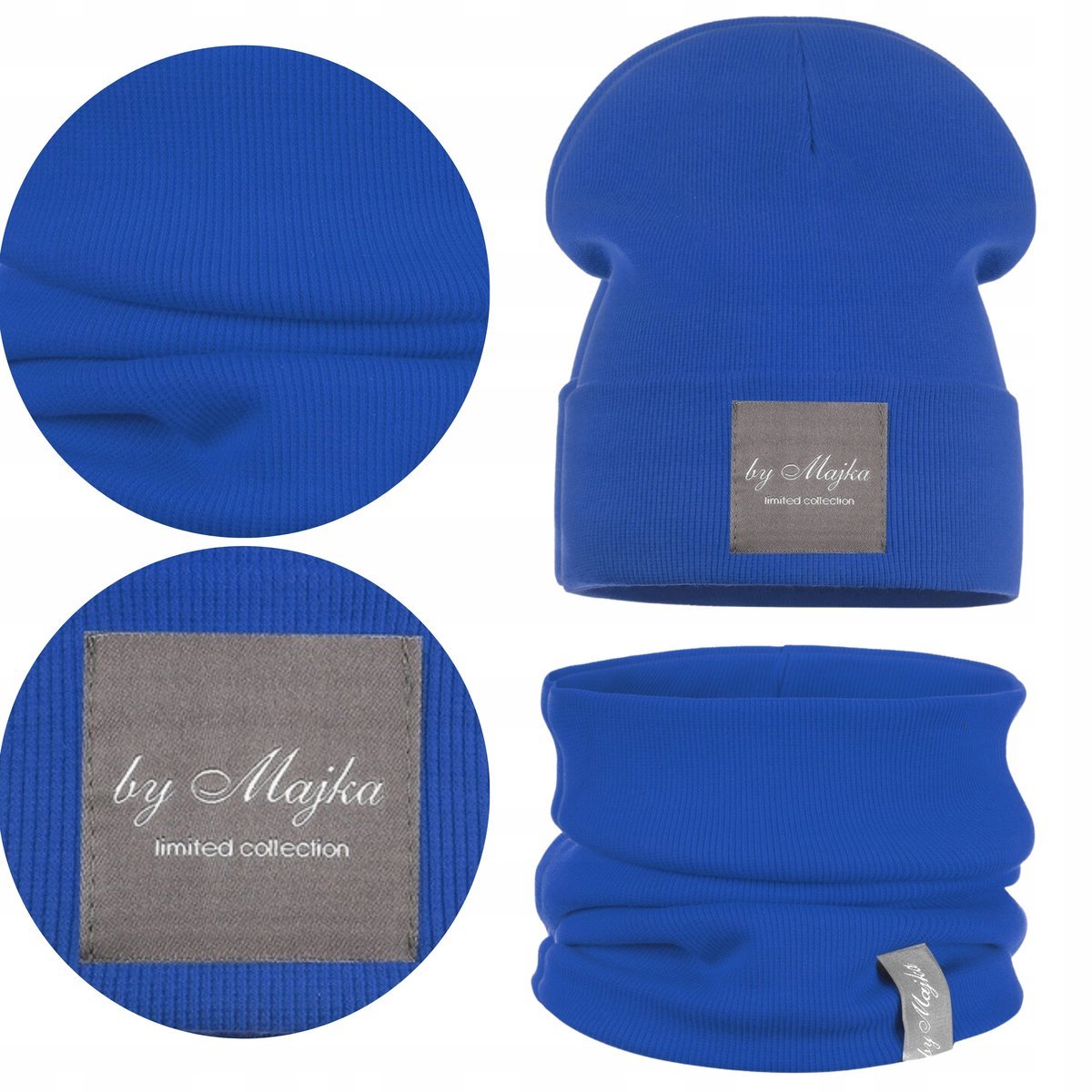 Wiosenny Komplet Dziecięcy Podwójny Materiał Czapka Komin Chabrowy 46-52