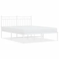 Łóżka - Metalowa rama łóżka z wezgłowiem biała, 140x200 cm Lumarko! - miniaturka - grafika 1