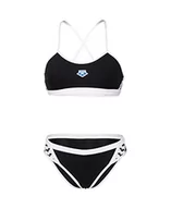 Stroje kąpielowe - Arena Damski kostium kąpielowy Icons Bikini Cross Back Solid Black/White, rozmiar 11 - miniaturka - grafika 1