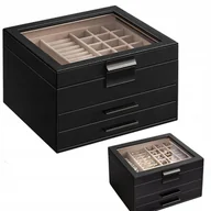 Biżuteria - akcesoria - ORGANIZER NA BIŻUTERIĘ SZKATUŁKA PUDEŁKO DO PRZECHOWYWANIA BIŻUTERII - miniaturka - grafika 1