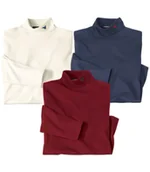 Swetry męskie - Zestaw 3 wygodnych półgolfów Mężczyzna Atlas For Men - Kolor : Biały - Rozmiar : 4XL - miniaturka - grafika 1