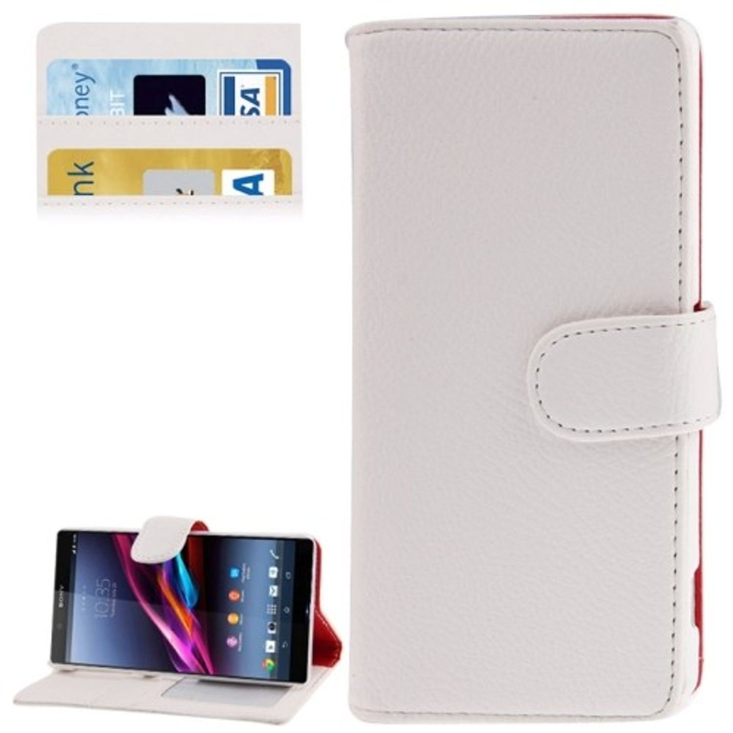 Etui na telefon komórkowy Flip landscape case dla Sony Xperia Z2 L50w biały