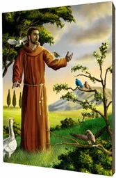 Święty Franciszek - obraz religijny na desce lipowej - Ikony i obrazy sakralne - miniaturka - grafika 1