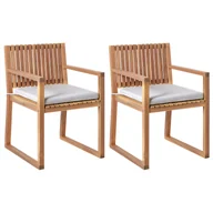 Fotele i krzesła ogrodowe - BELIANI Zestaw 2 krzeseł ogrodowych z poduszkami SASSARI PREMIUM Certyfikowane drewno akacjowe Jasnoszary - miniaturka - grafika 1