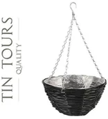 Kwietniki - CZARNY WIKLINOWY KOSZ WISZĄCY NA KWIATY 28x28x15/50 cm - miniaturka - grafika 1