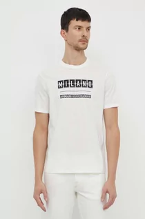Koszulki męskie - Armani Exchange t-shirt bawełniany męski kolor biały z nadrukiem - grafika 1