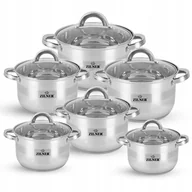 Zestawy garnków i patelni - KOMPLET GARNKÓW NA INDUKCJĘ GAZ ZE STALI NIERDZEWNEJ ZESTAW 12 ELE ZILNER - miniaturka - grafika 1