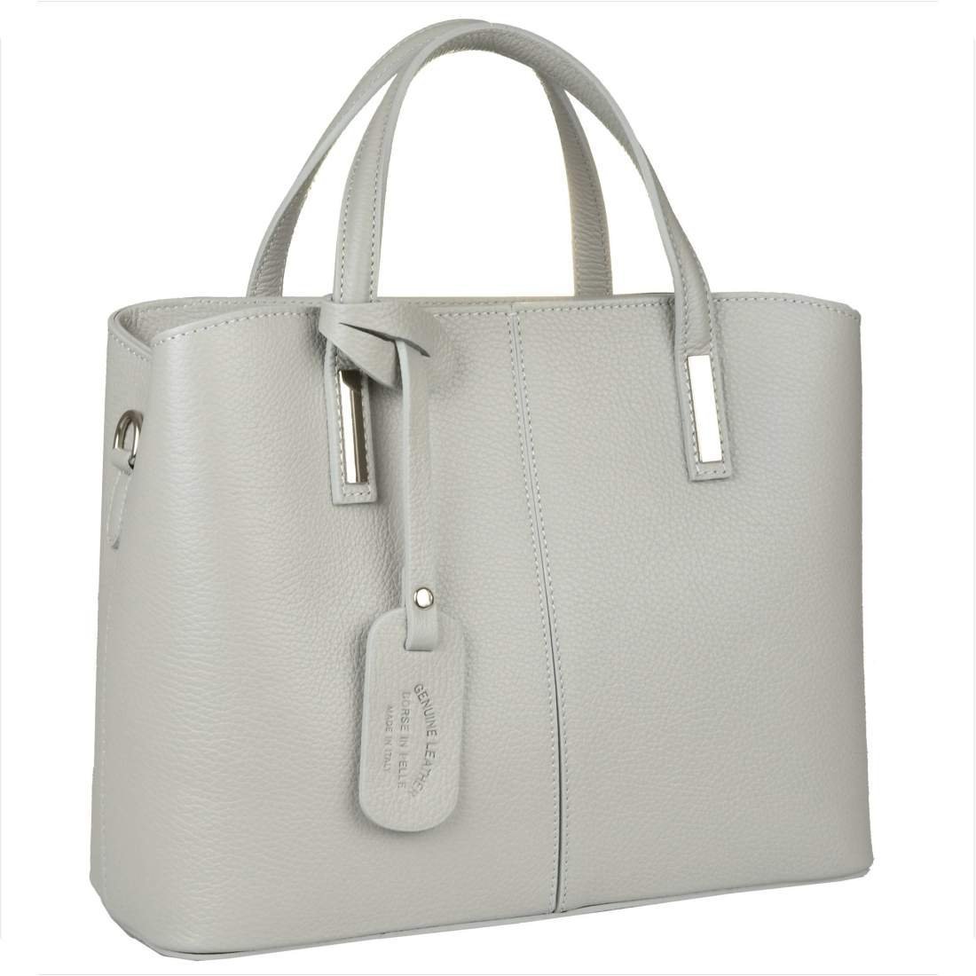 Torebka kuferek skóra naturalna kolor popielaty