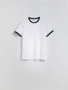 Reserved - Bawełniany t-shirt slim fit - biały - Koszulki męskie - miniaturka - grafika 1