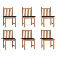 Fotele i krzesła ogrodowe - vidaXL Lumarko Krzesła ogrodowe z poduszkami, 6 szt., lite drewno tekowe! 3073122 - miniaturka - grafika 1