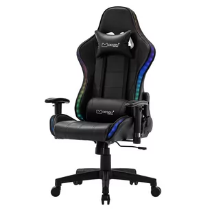 Fotel gamingowy z oświetleniem RGB i głośnikami Bluetooth czarny z imitacji skóry ML-Design - Fotele gamingowe - miniaturka - grafika 1