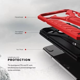 Zizo Static Cover Pancerne etui iPhone X z podstawką (Red/Black) - Etui i futerały do telefonów - miniaturka - grafika 6