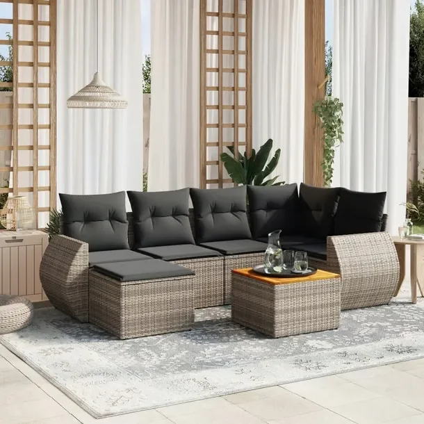 Zestaw mebli ogrodowych modułowych szary rattan PE 62 x 62 x 69 cm