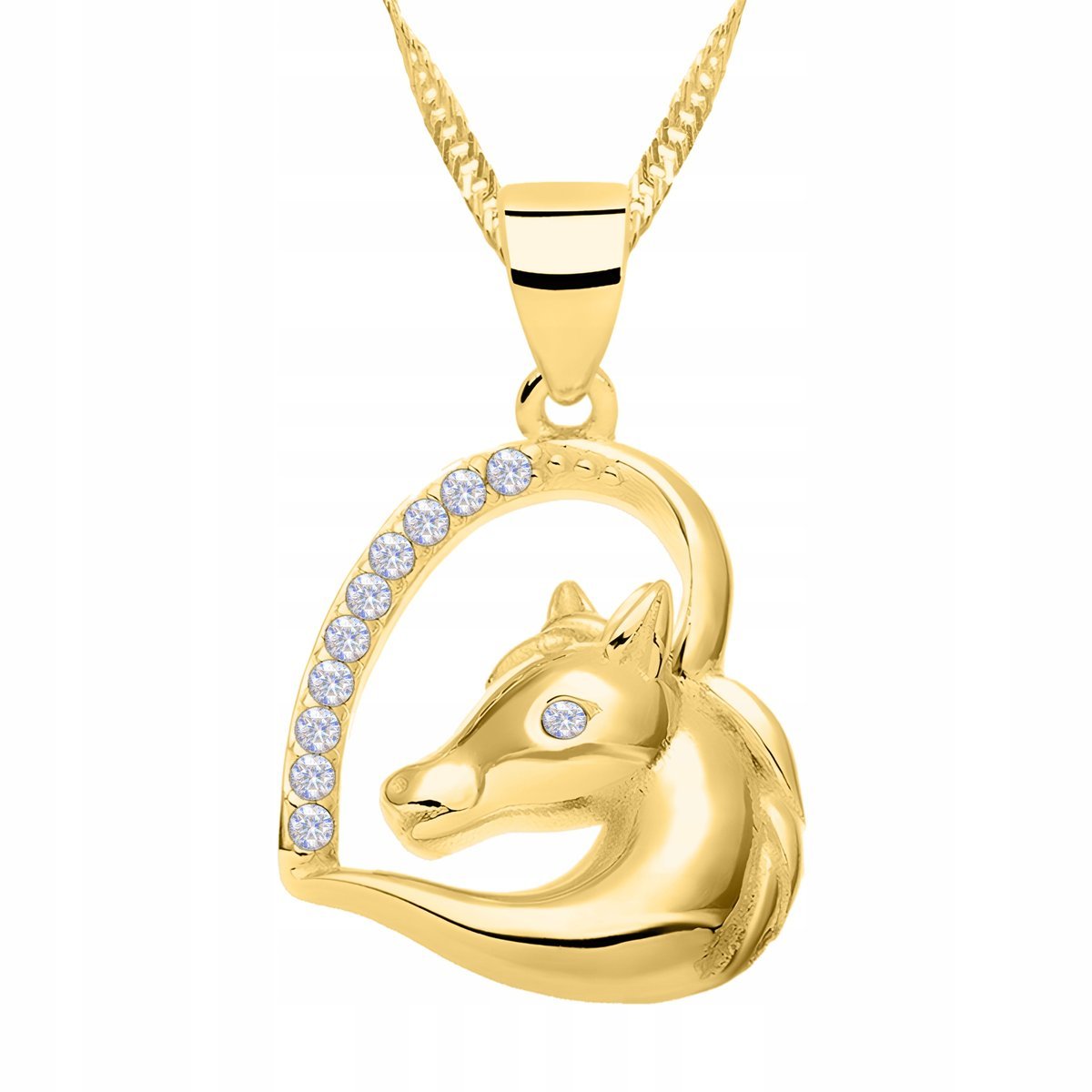 Złoty Naszyjnik z Koniem Konikiem Koń Konik Serce Serduszko SREBRO 925