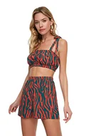 Spodenki damskie - TRENDYOL Damskie szorty Bottom Top Team z zebrą z wiskozy zestaw, pomarańczowy, 42 - miniaturka - grafika 1