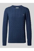 Swetry męskie - Sweter z dzianiny z prążkowanymi wykończeniami - Gant - miniaturka - grafika 1