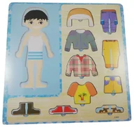 Puzzle - Drewniane puzzle edukacyjne układanka ubrania chłopiec ubierz - miniaturka - grafika 1