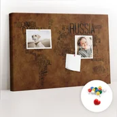 Tablice i flipcharty - Szkolna Tablica korkowa 60x40 cm, Kolorowe Pinezki, wzór Nazwy krajów mapa - miniaturka - grafika 1