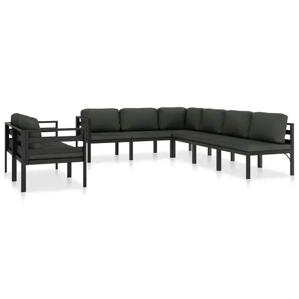 Aluminiowy zestaw wypoczynkowy do ogrodu antracytowy 4 sofy, 12 poduszek