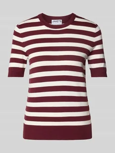 T-shirt o kroju slim fit z mieszanki wiskozy z efektem dzianiny - Swetry damskie T-shirt o kroju slim fit z mieszanki wiskozy z efektem dzianiny - Swetry damskie - miniaturka - grafika 1