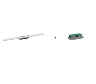 Odpływy liniowe - Hansgrohe RainDrain Flex Odpływ liniowy 80 cm biały mat + uBox Universal Zestaw podstawowy do odpływu liniowego montaż płaski 56044700+01000180 - miniaturka - grafika 1