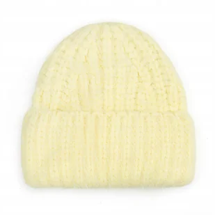 DAMSKA CIEPŁA ELEGANCKA CZAPKA WEŁNIANA ZIMOWA NA ZIMĘ 60% Angora ŻÓŁTA - Czapki damskie - miniaturka - grafika 1