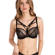 Biustonosze - Biustonosz miękki z haftem K824 Gorsenia JUST BLACK czarny  80D - miniaturka - grafika 1