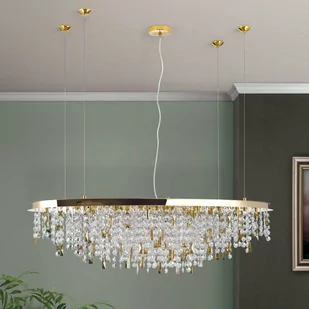 Żyrandol Crystalriver z kryształami złoty - Lampy sufitowe - miniaturka - grafika 1