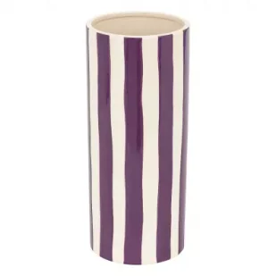Atmosphera Ceramiczny wazon w paski Eden Fioletowy - Wazony i flakony - miniaturka - grafika 1