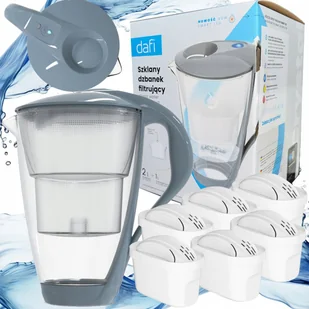 Szklany Dzbanek filtrujący Dafi CRYSTAL szary UNIMAX 6 wkładów filtrów - Dzbanki filtrujące - miniaturka - grafika 1