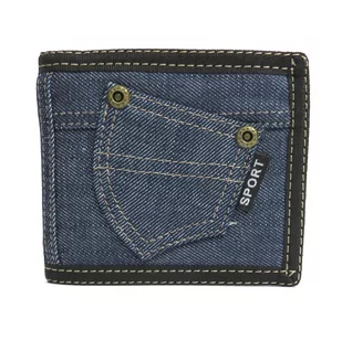 Portfel Młodzieżowy Sportowy Jeans Granatowy Dh-312 - Portfele - miniaturka - grafika 1