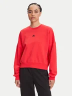Bluzy damskie - adidas Bluza Essentials Small Logo Feelcozy JI6061 Czerwony Loose Fit - miniaturka - grafika 1