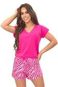 Piżamy damskie - Piżama damska Zebra short fuksja - miniaturka - grafika 1