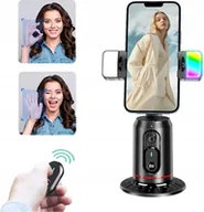 Statywy fotograficzne - Obrotowy Statyw na telefon z kamerą AI + 2 lampki LED - miniaturka - grafika 1