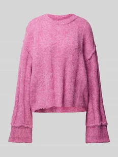 Sweter o luźnym kroju z dzianiny z dodatkiem wełny z detalami na brzegach model ‘RUBBLE’ - Swetry damskie - miniaturka - grafika 1