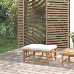 vidaXL Podnóżek ogrodowy, kremowa poduszka, bambusowy - Komplety wypoczynkowe - miniaturka - grafika 1