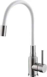 Bateria ALVEUS FLEXA inox + wąż biały (1147019) - Baterie kuchenne - miniaturka - grafika 1