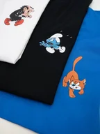 Koszulki męskie - KOSZULKA MĘSKA T-SHIRT ZESTAW 3 SZTUK SMERFY Czarna Biała Niebieska XXL - miniaturka - grafika 1